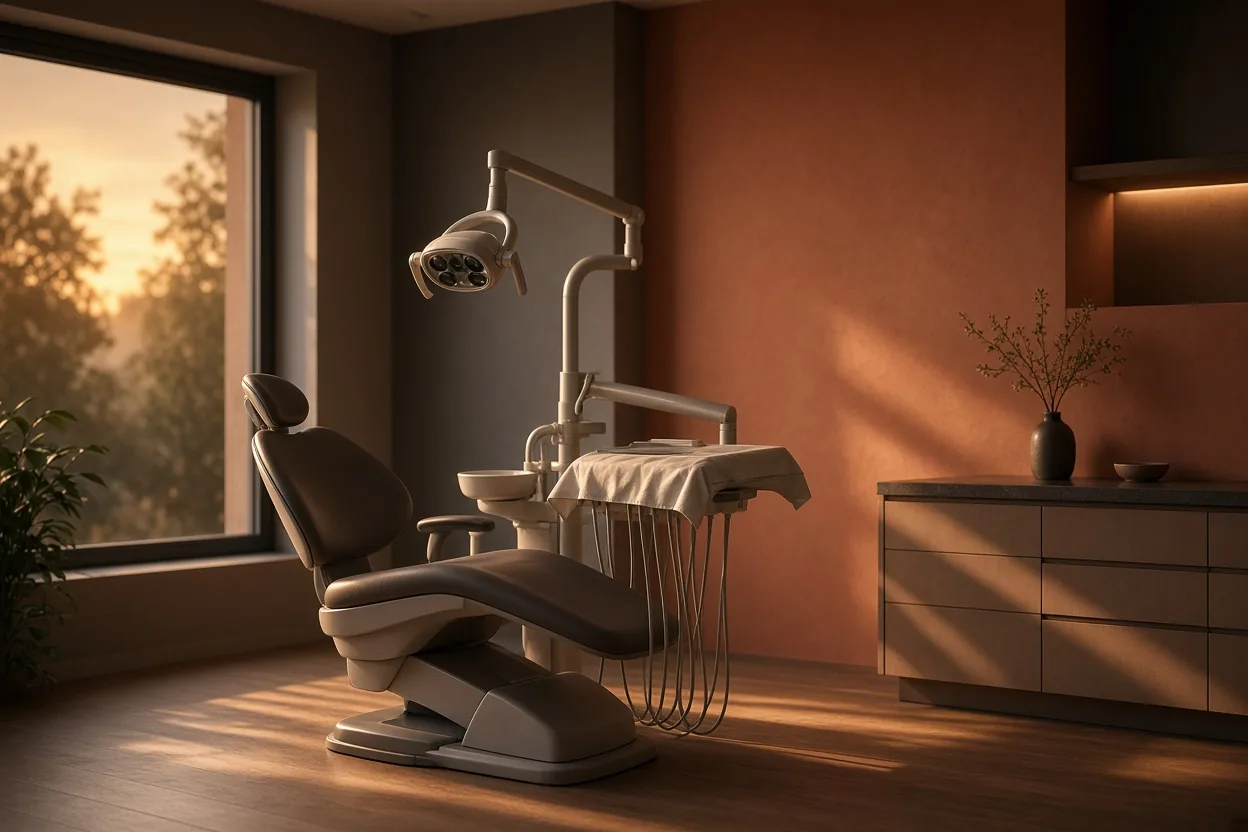 Consultorio odontológico moderno con el sillón dental